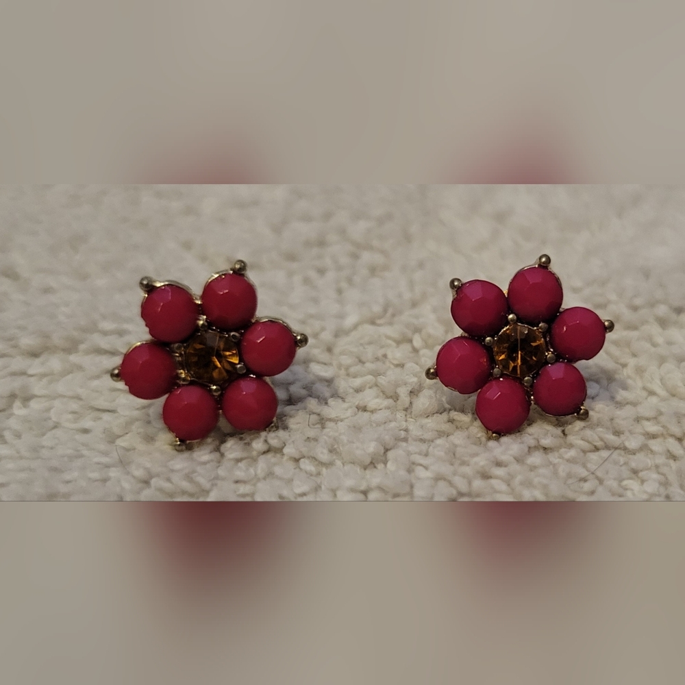 red flower earrings